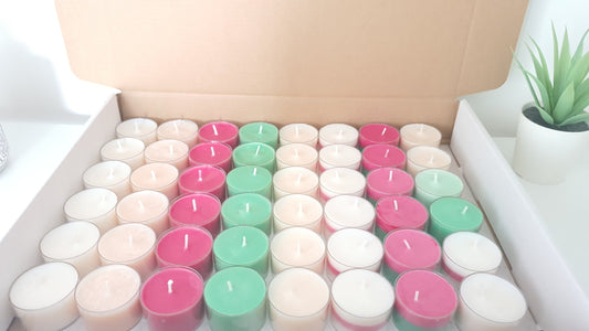 48 Colourful Tealight Candles for Christmas, Green, Red, White, Gold Christmas Candles