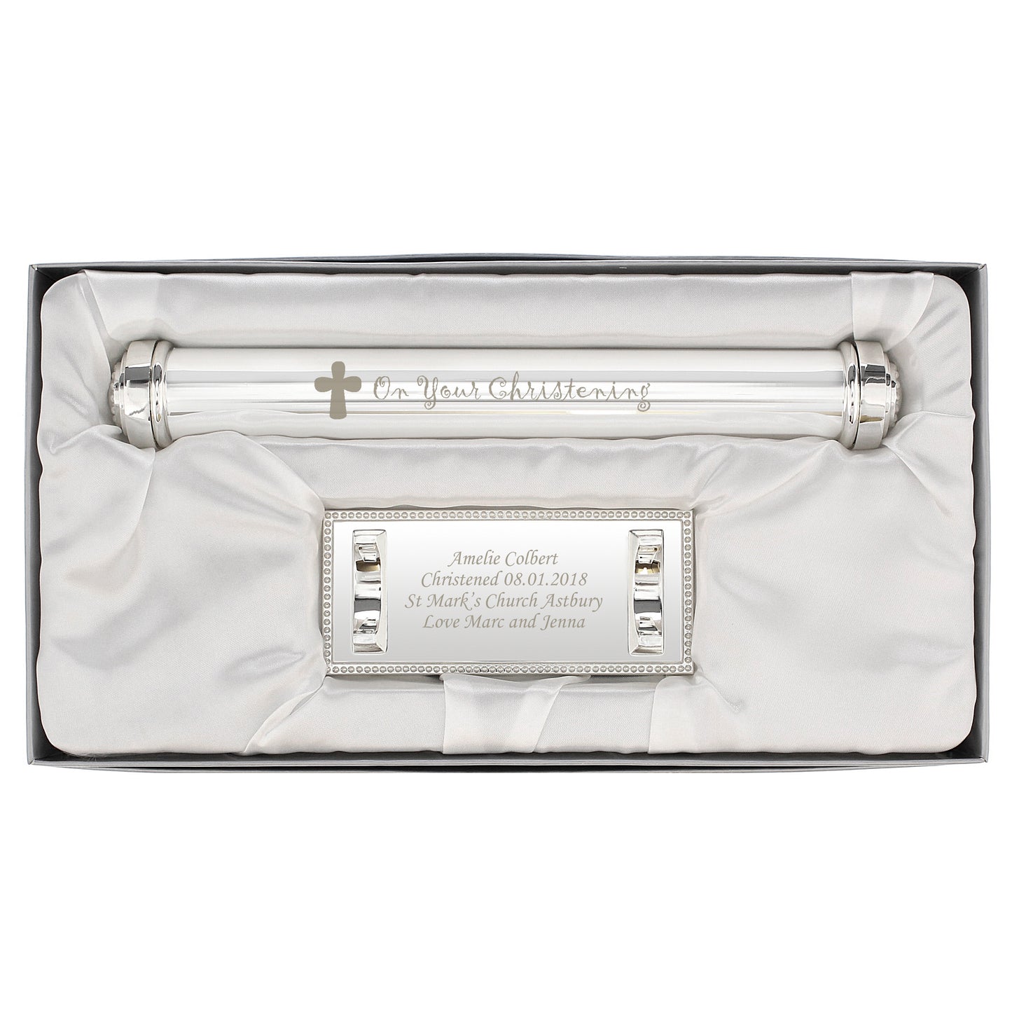 Christening Cross Silver Plated Certificate Holder