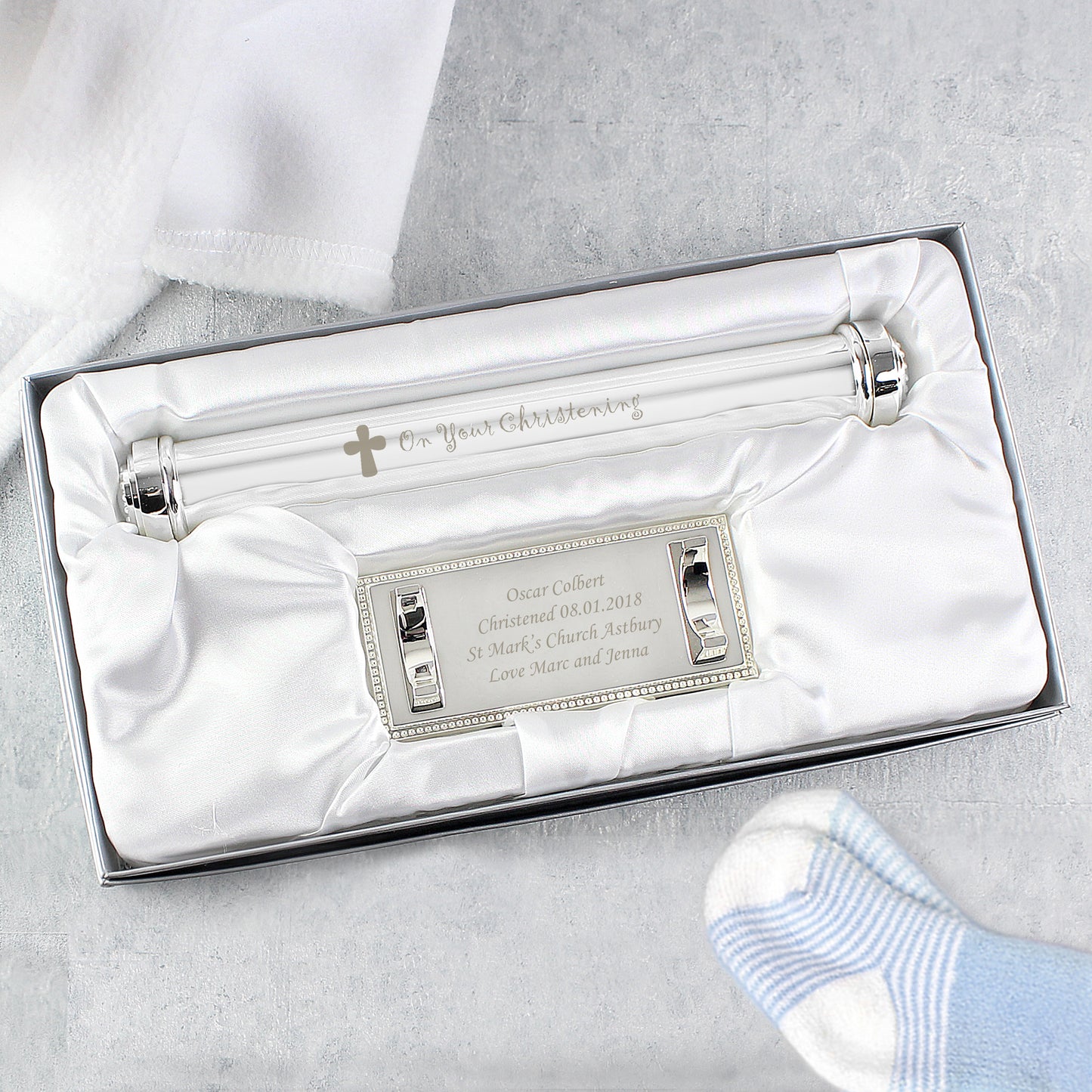 Christening Cross Silver Plated Certificate Holder