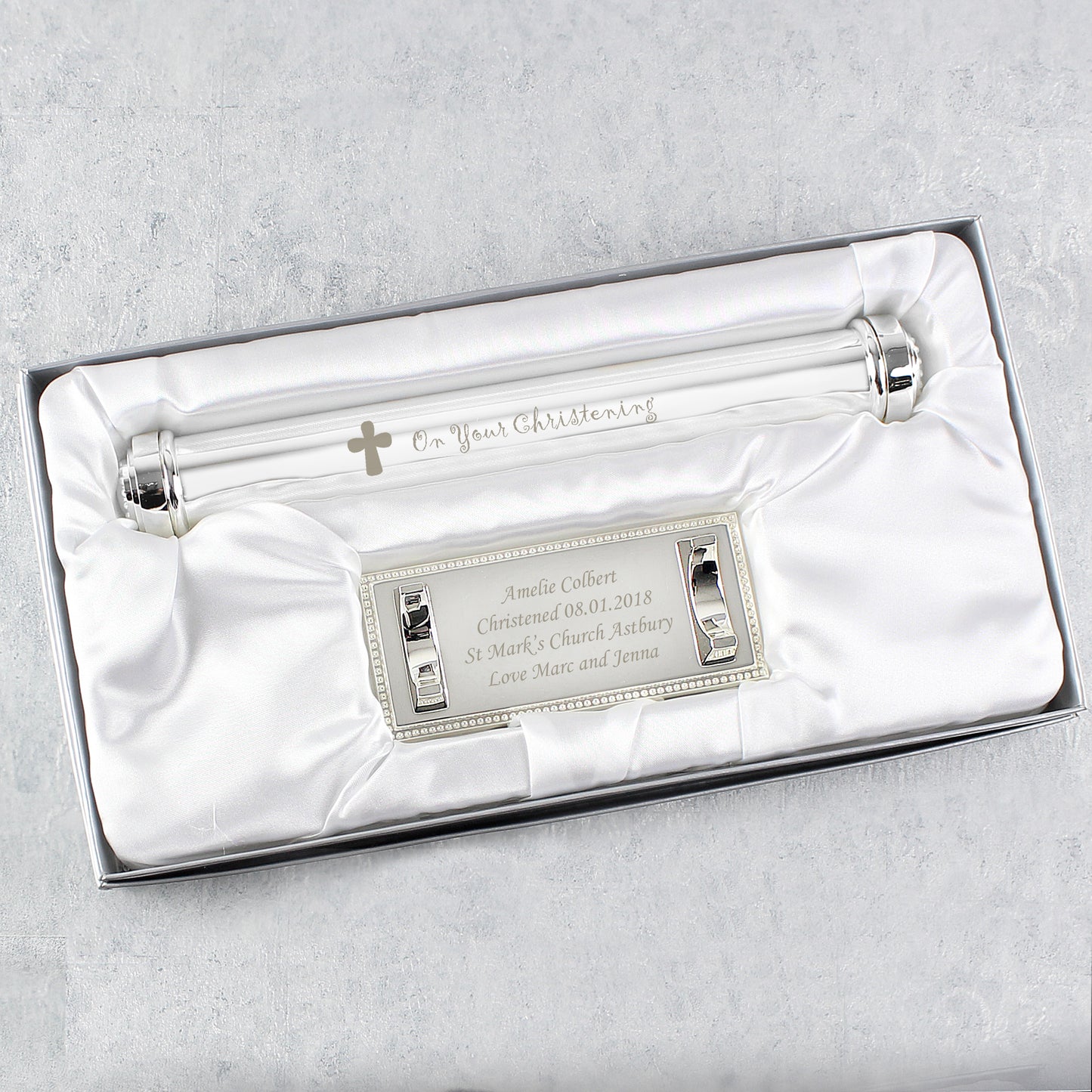 Christening Cross Silver Plated Certificate Holder