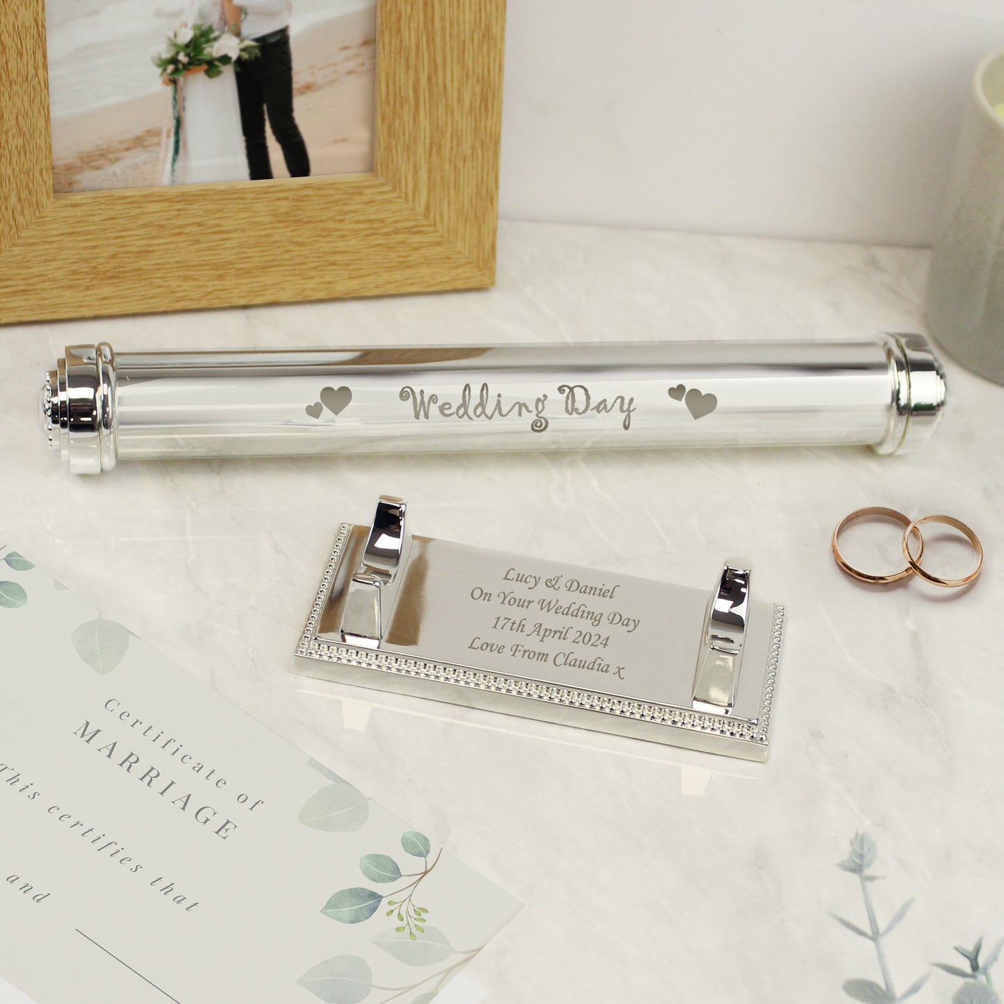 Wedding Day Silver Plated Certificate Holder