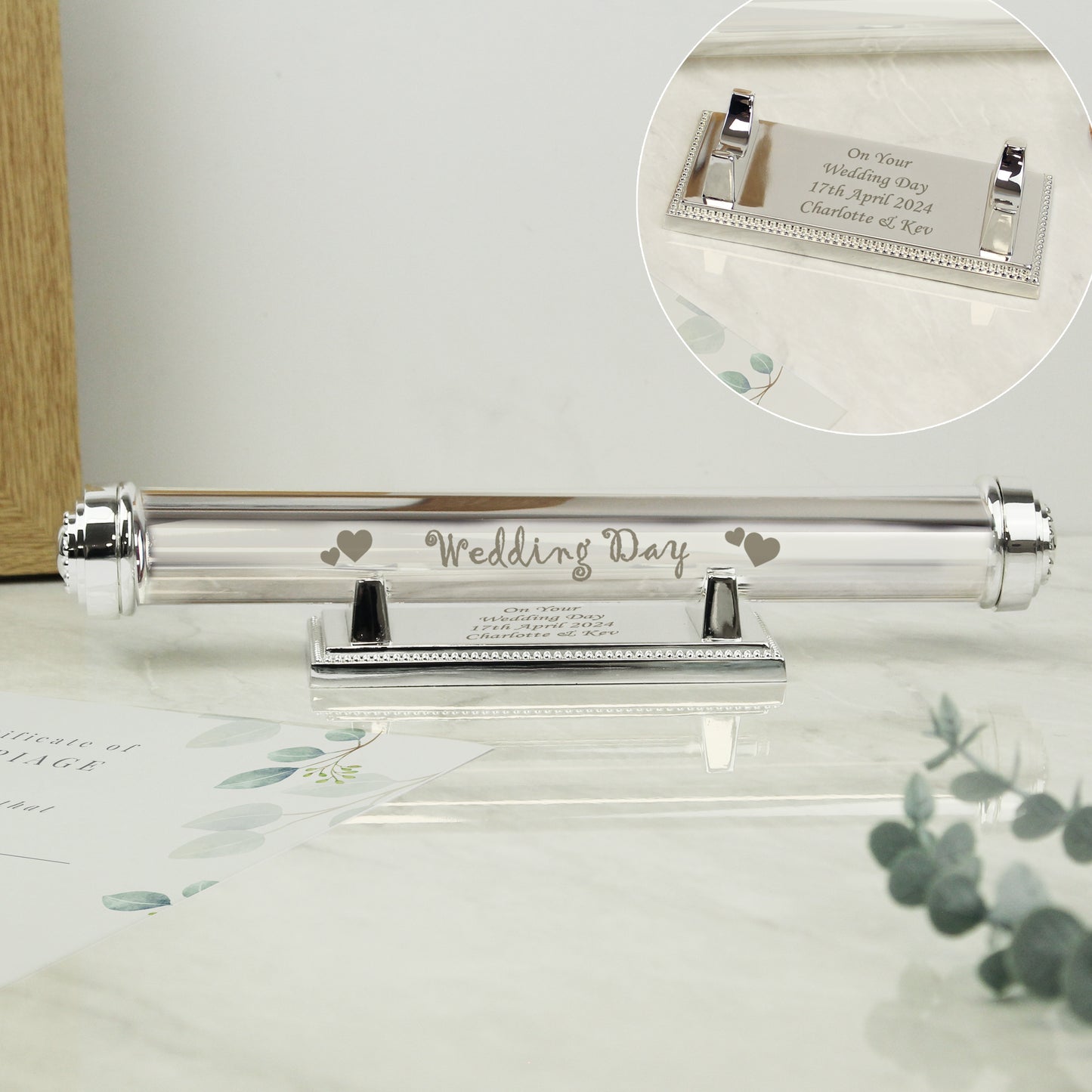 Wedding Day Silver Plated Certificate Holder