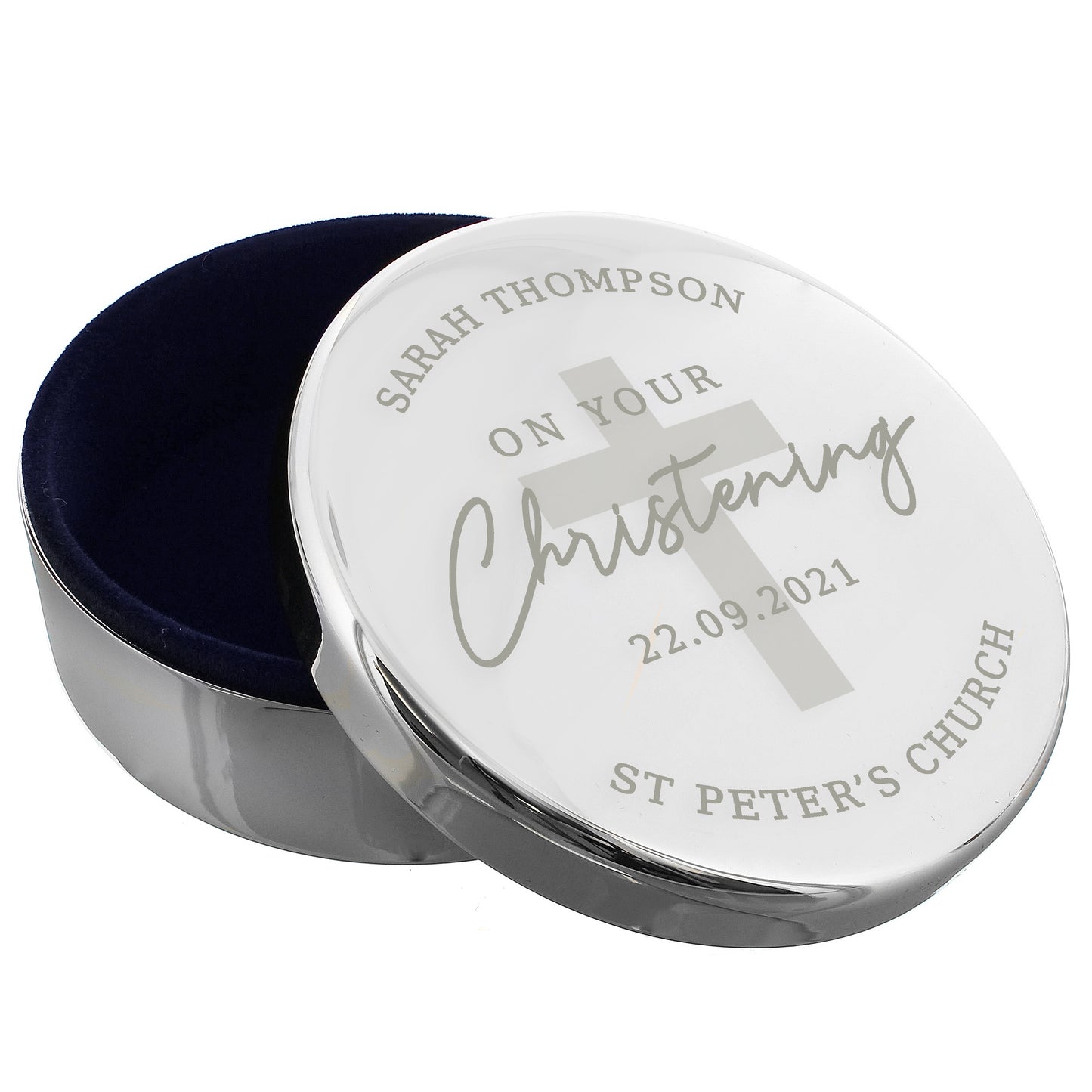 Christening Round Trinket Box