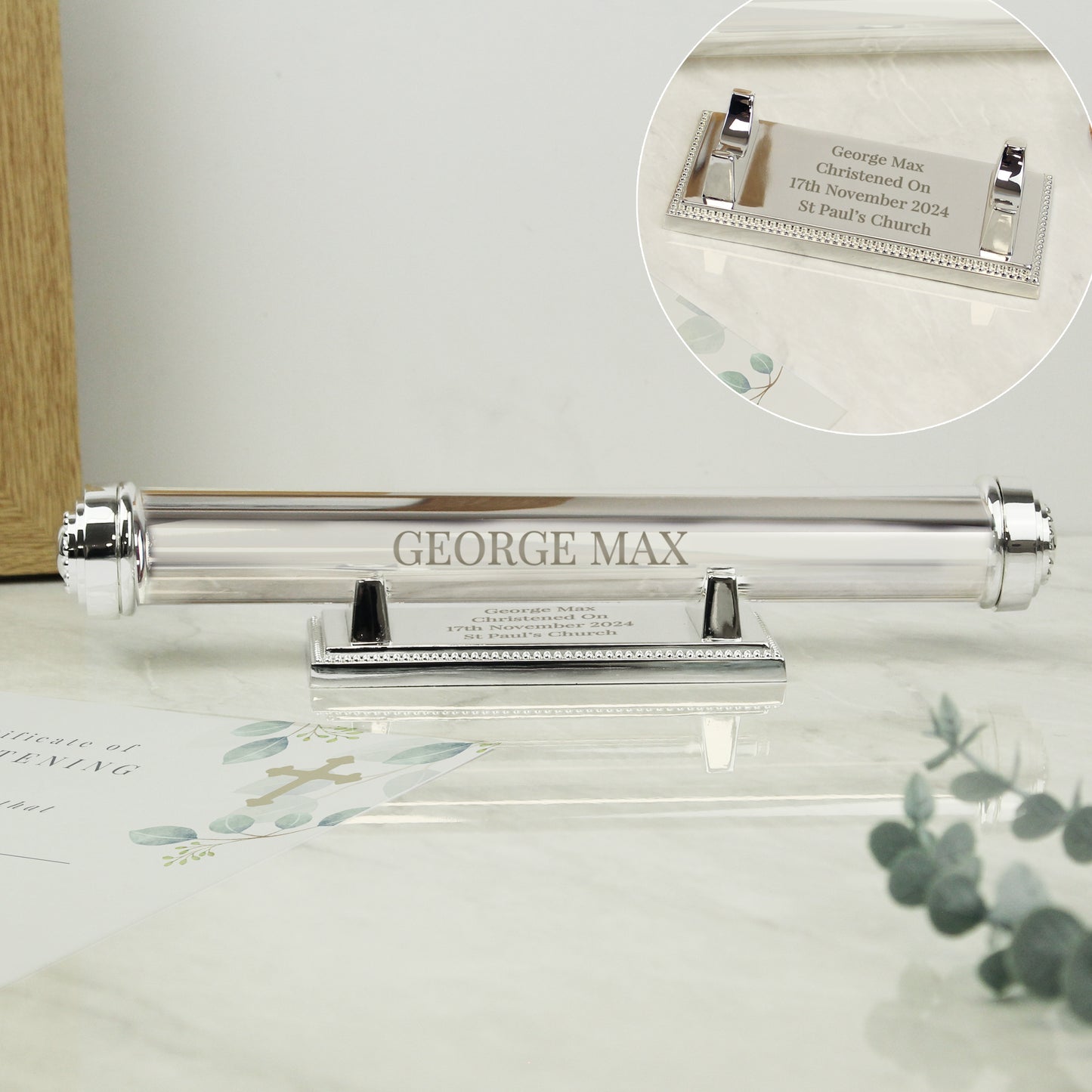 Free Text Silver Plated Certificate Holder