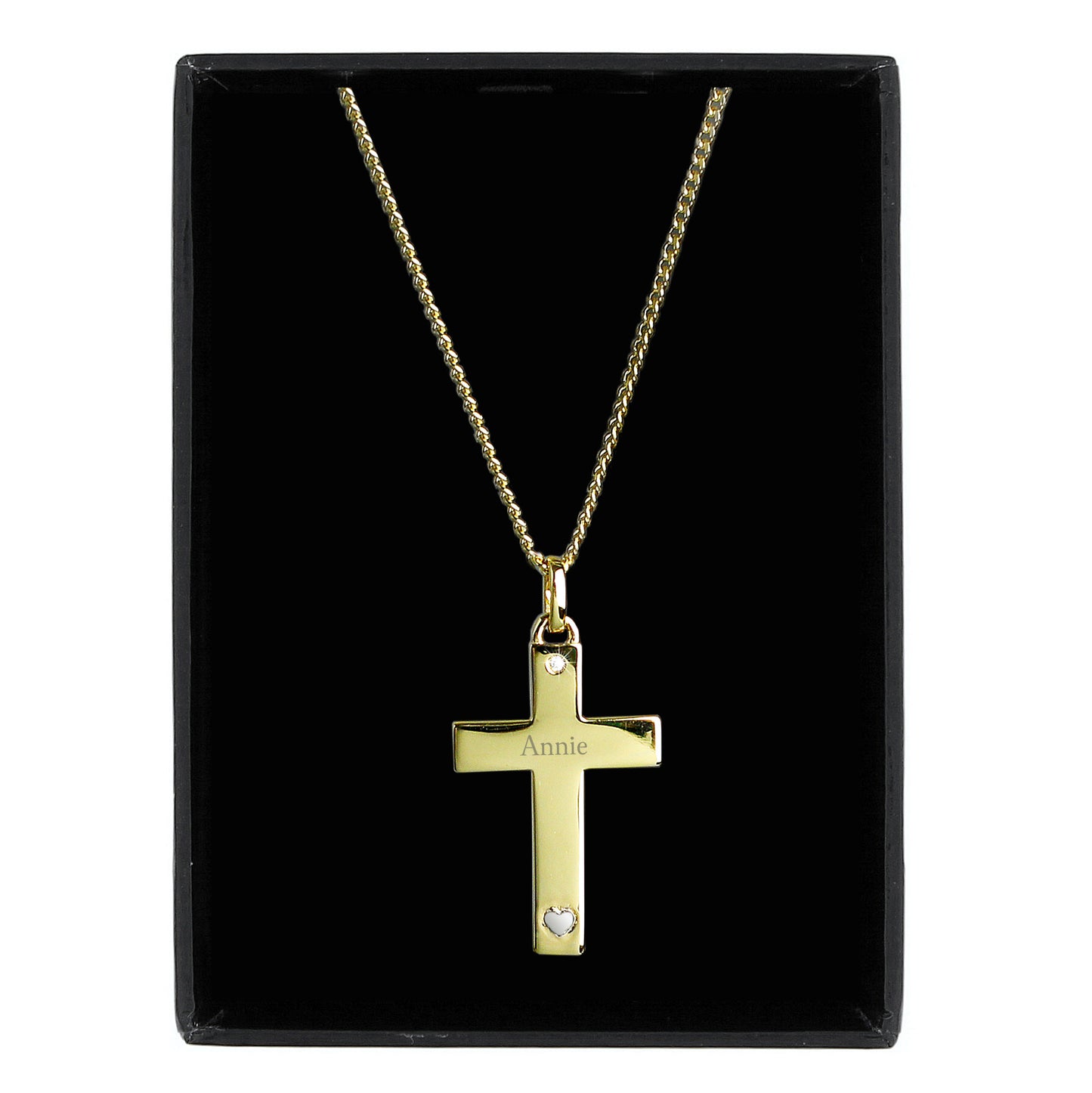 9ct Gold Cross with Sterling Silver Heart & CZ Necklace