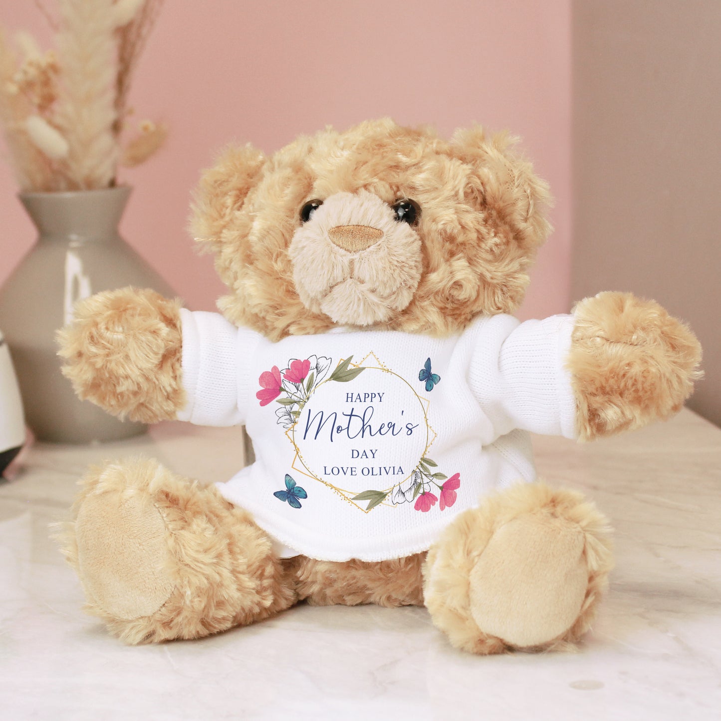 Geometric Floral Teddy Bear