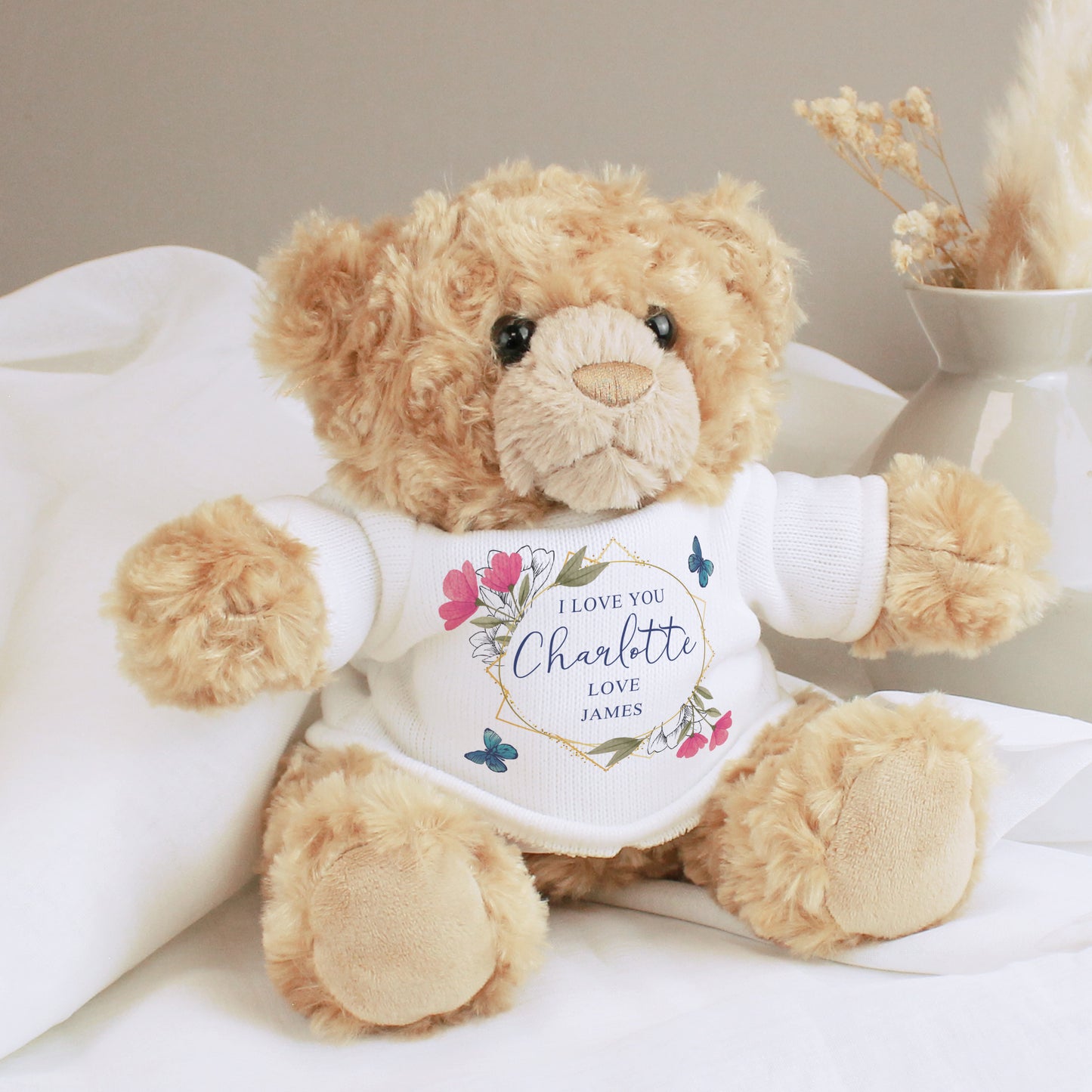 Geometric Floral Teddy Bear