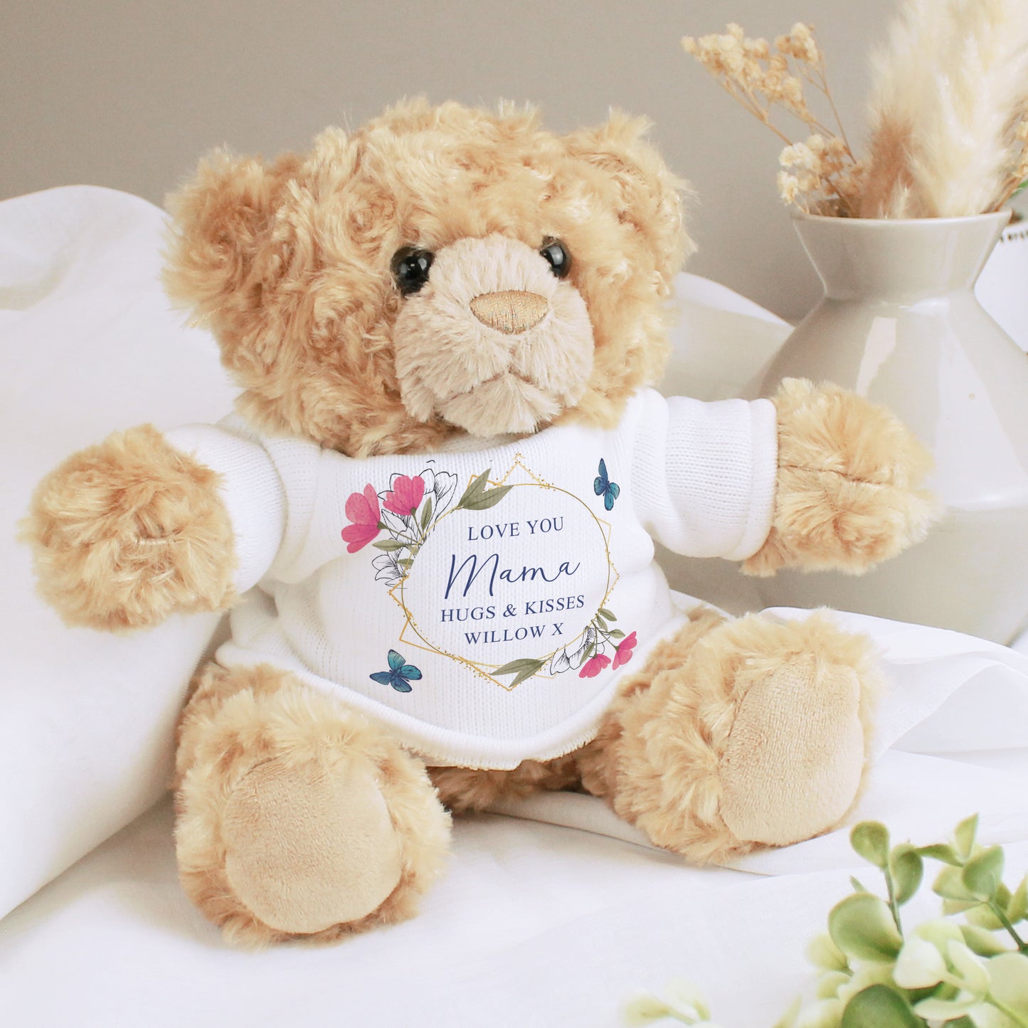 Geometric Floral Teddy Bear