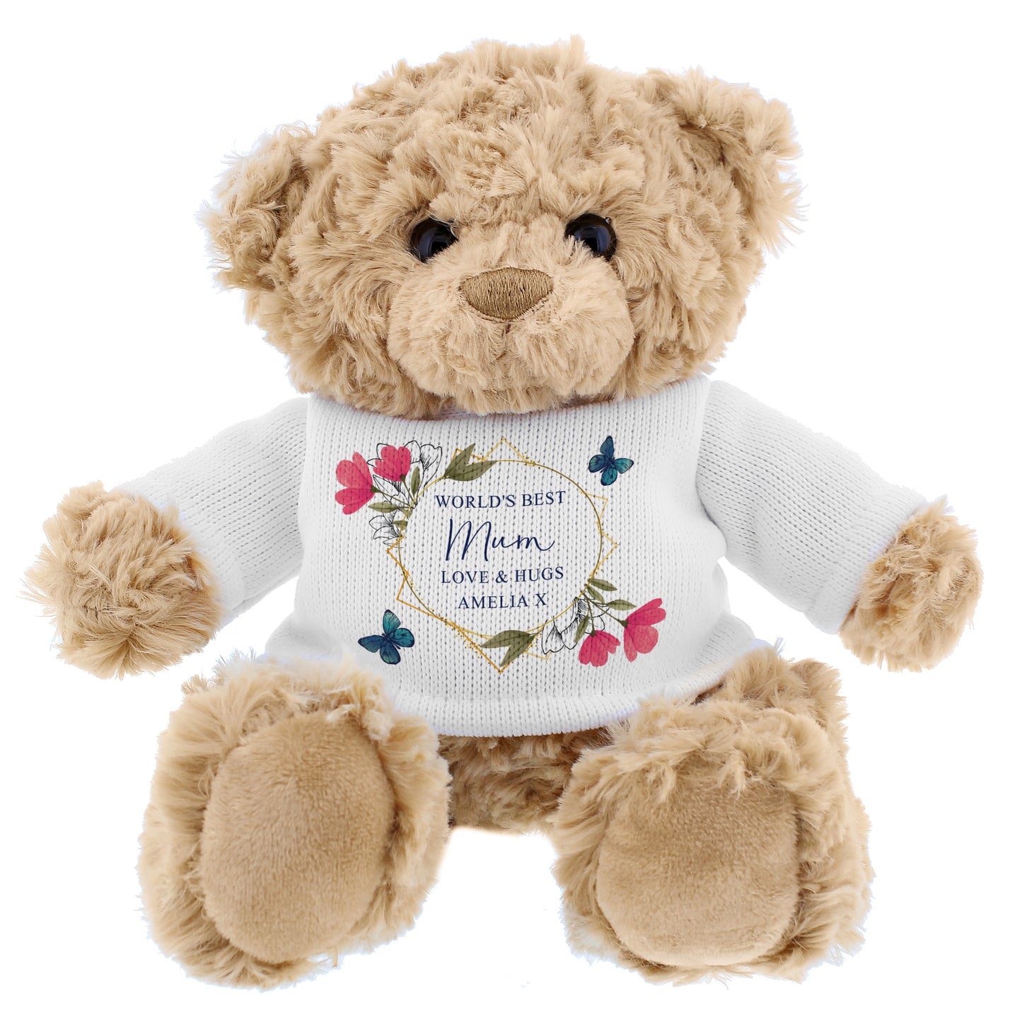 Geometric Floral Teddy Bear