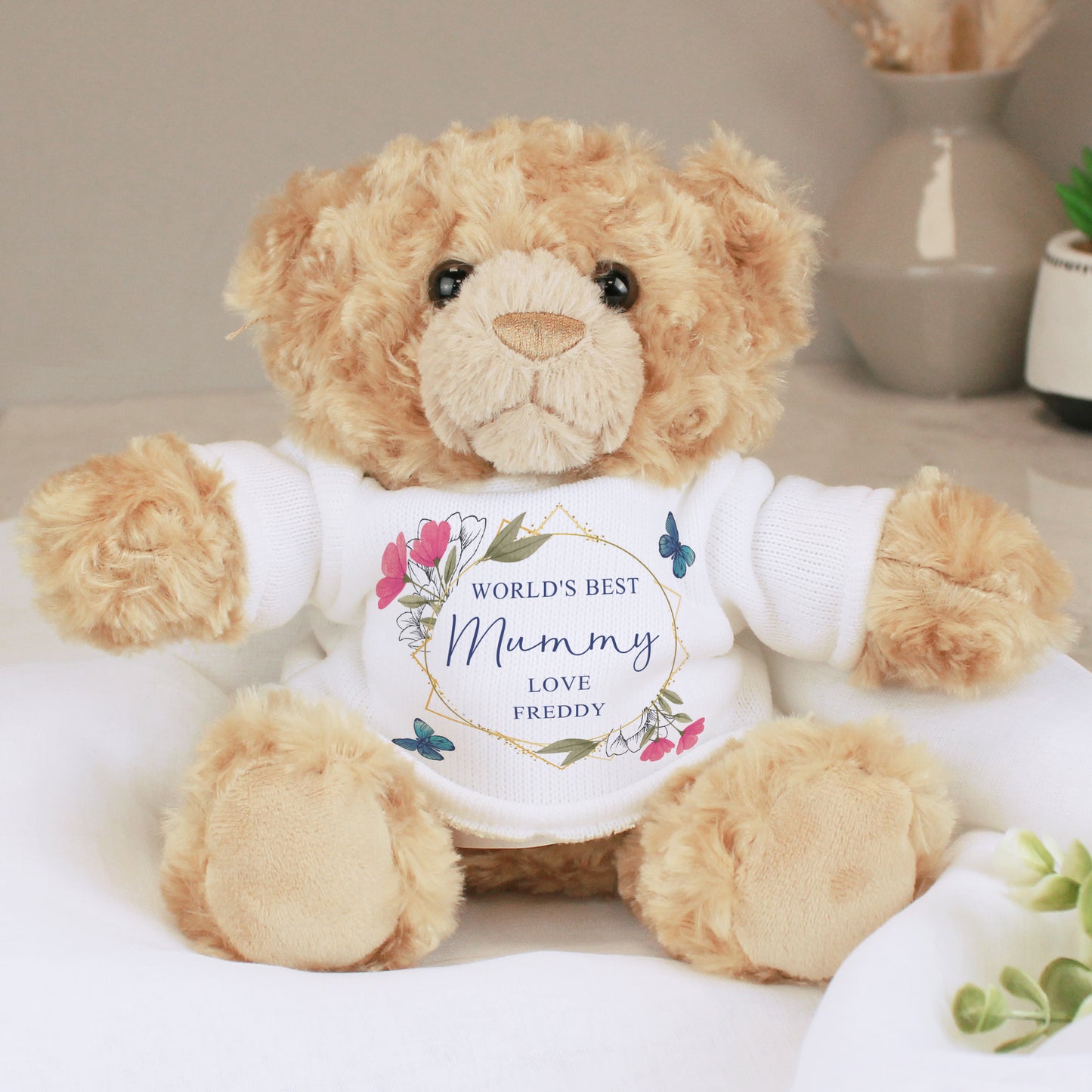 Geometric Floral Teddy Bear