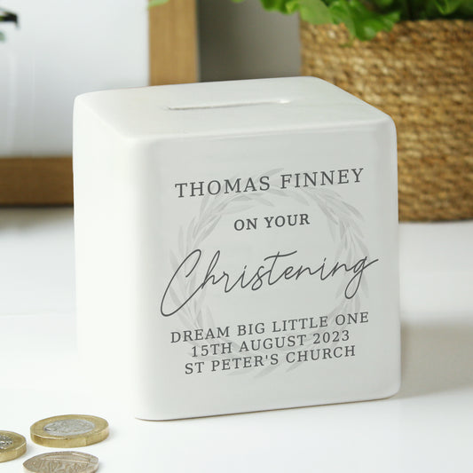 Christening Ceramic Square Money Box