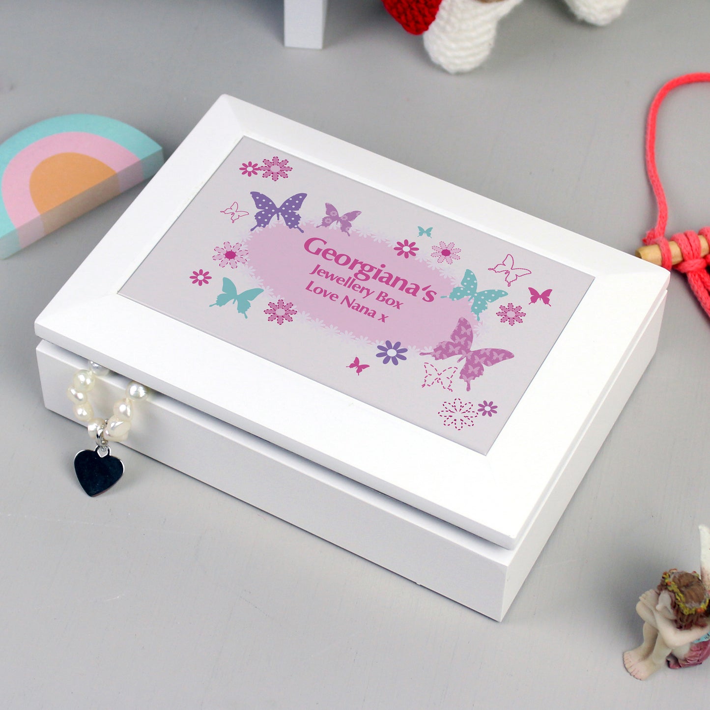 Butterfly White Jewellery Box