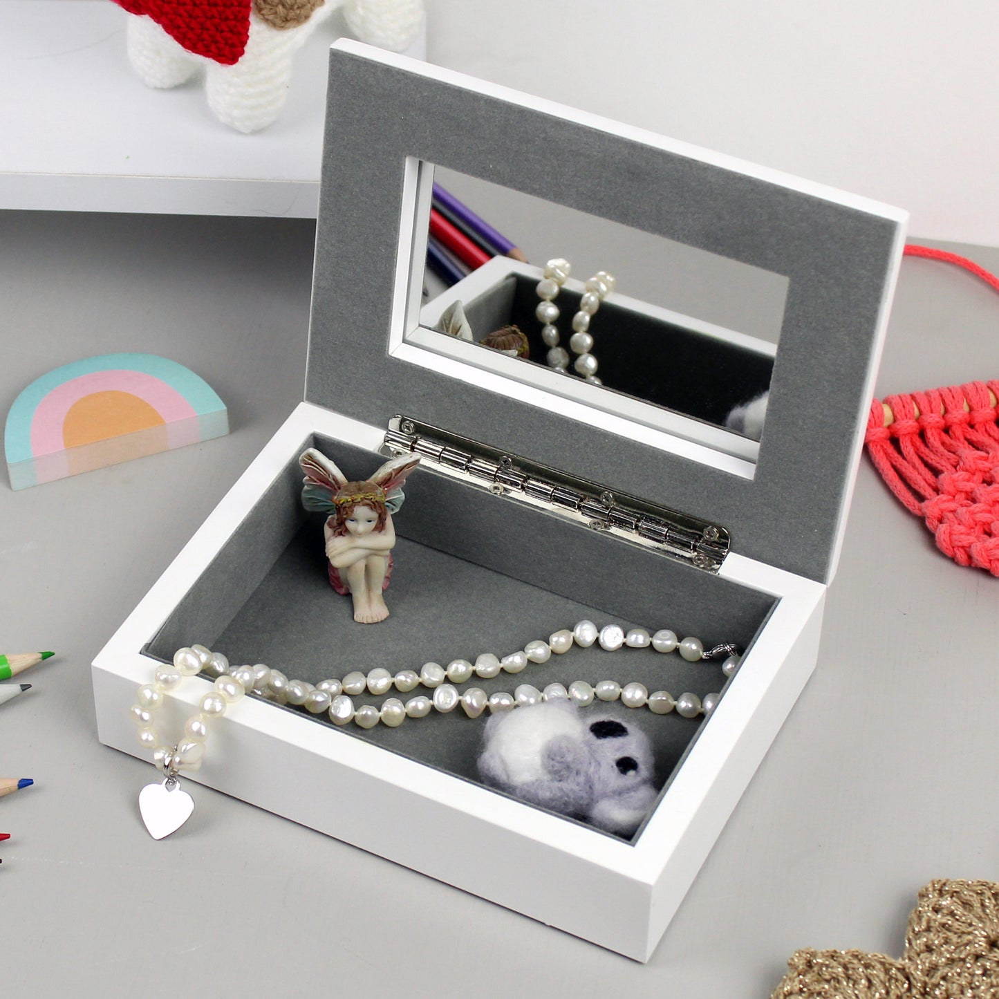 Butterfly White Jewellery Box